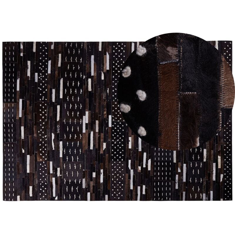 

Alfombra de piel patchwork marrón 160x230 cm AKSEKI