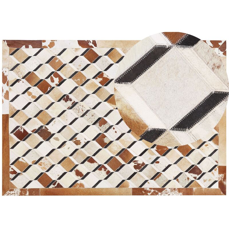

Alfombra de piel patchwork marrón 160x230 cm SERINOVA