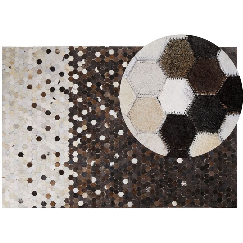

Alfombra de piel patchwork marrón/beige 140x200 cm EYIM