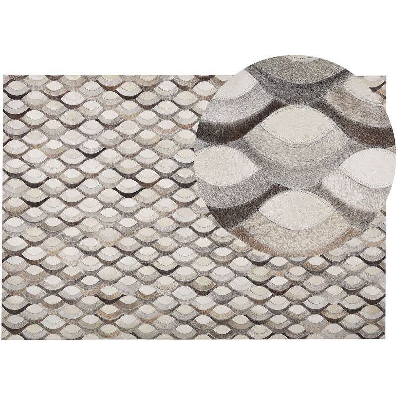 

Alfombra de piel patchwork marrón/beige 140x200 cm KIRCA