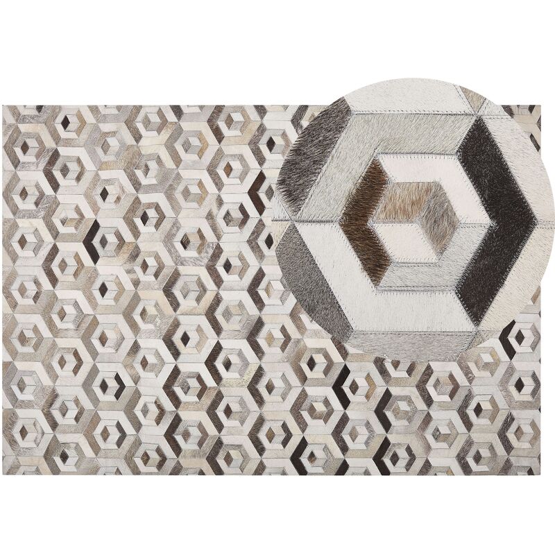 

Alfombra de piel patchwork marrón/beige 140x200 cm TAVAK