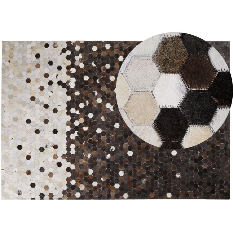 

Alfombra de piel patchwork marrón/beige 160x230 cm EYIM