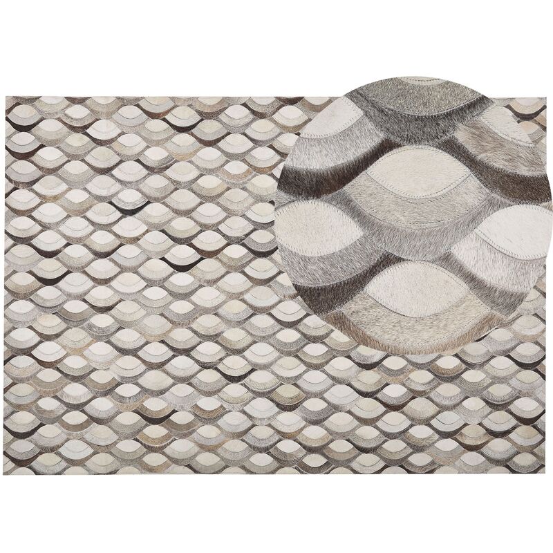 

Beliani - Alfombra de piel patchwork marrón/beige 160x230 cm KIRCA
