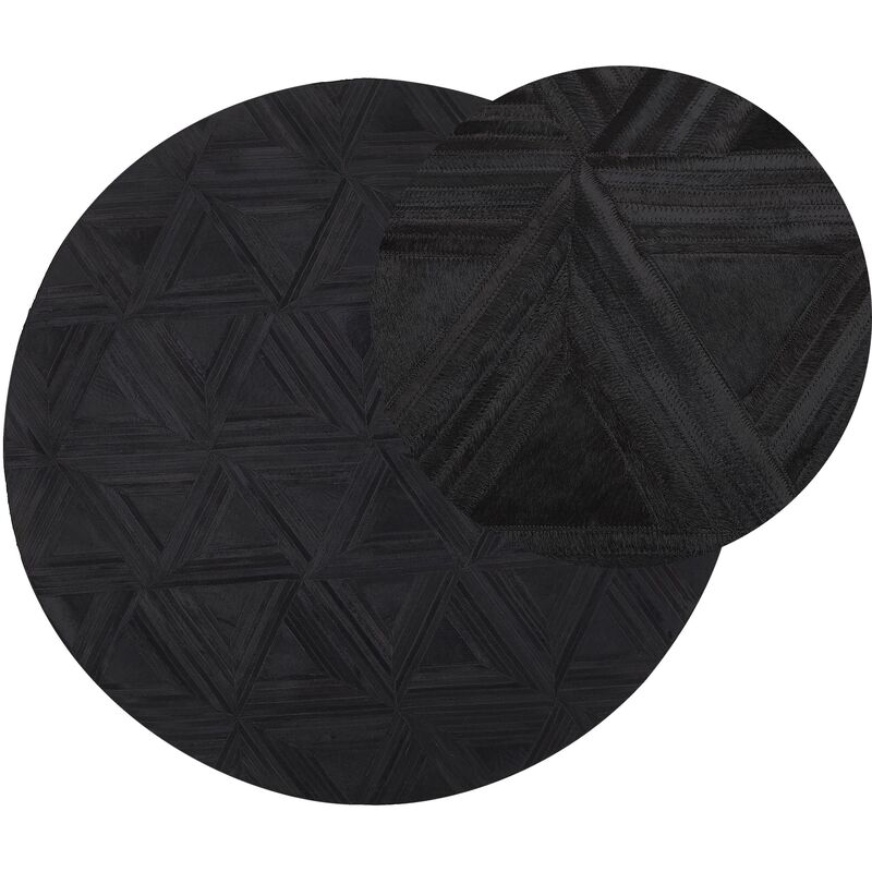 

Alfombra de piel patchwork negra ø140 cm KASAR