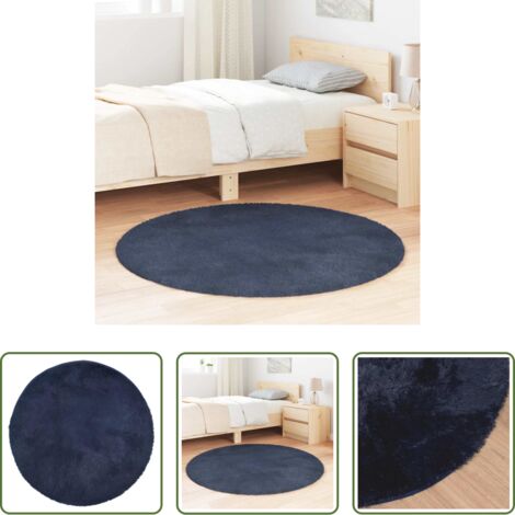 Alfombra de poliéster -  Alfombra de pelo largo NAVARRA azul marino 120x120 cm poliéster