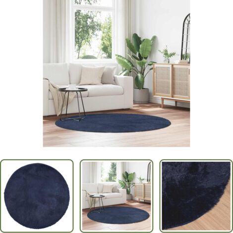 Alfombra de poliéster -  Alfombra de pelo largo NAVARRA azul marino 160x160 cm poliéster