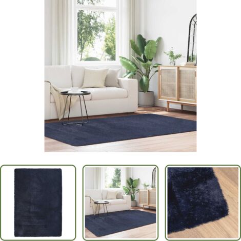 Alfombra de poliéster -  Alfombra de pelo largo NAVARRA azul marino 160x230 cm poliéster