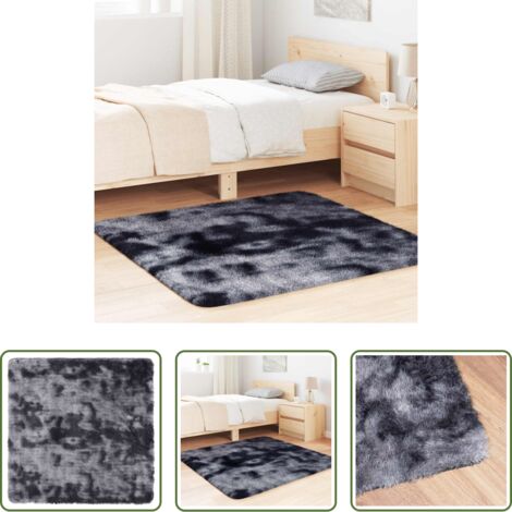 Alfombra de poliéster -  Alfombra de pelo largo NAVARRA gris oscuro 120x120 cm poliéster