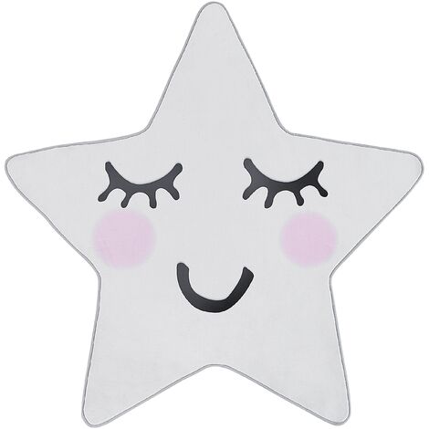 Alfombra de poliéster blanco negro rosa 120 x 120 cm estrella pelo corto Sirius