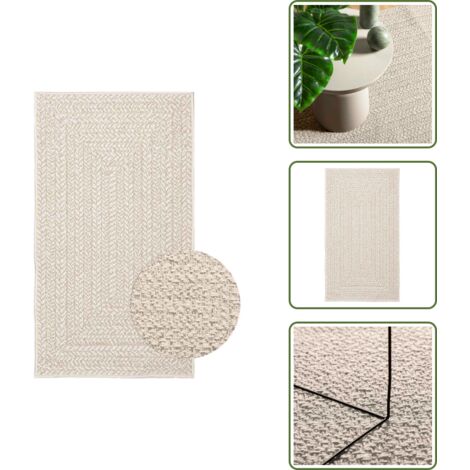 Alfombra de polipropileno - vidaXL Alfombra ZIZUR apariencia yute interior exterior crema 60x110cm - Alfombra crema