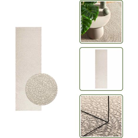 Alfombra de polipropileno - vidaXL Alfombra ZIZUR apariencia yute interior exterior crema 80x250cm - Alfombra crema