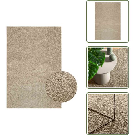 Alfombra de polipropileno - vidaXL Alfombra ZIZUR aspecto yute interior/exterior beige 140x200 cm - Alfombra para jardín