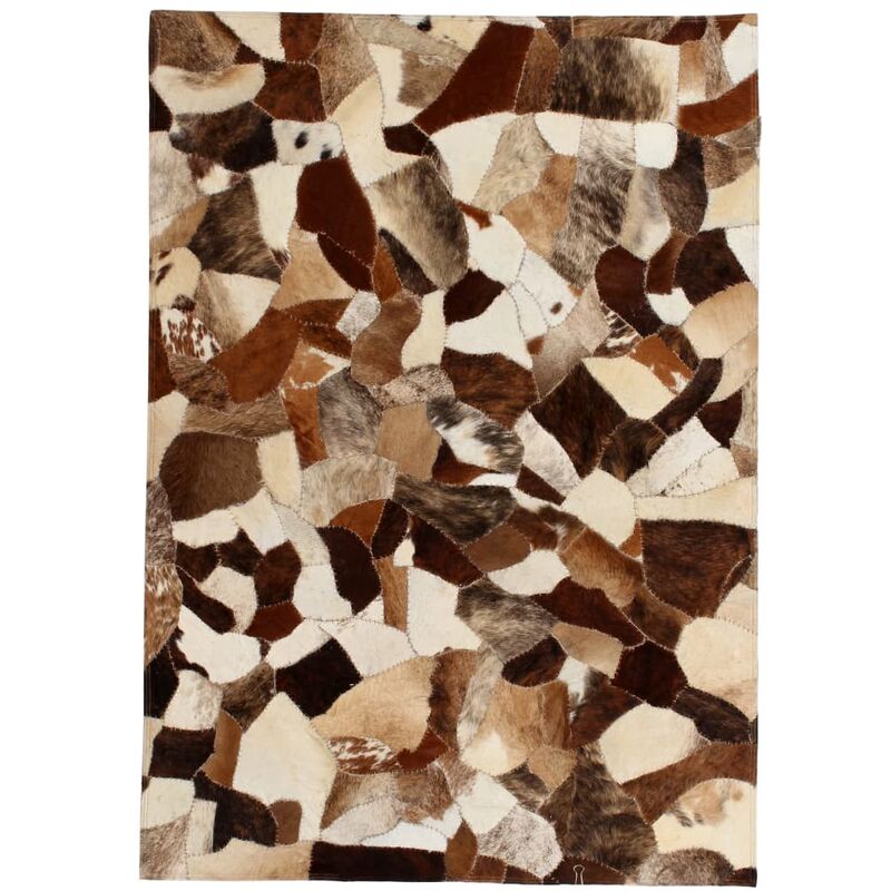 

Alfombra de retazos de cuero 120x170 cm aleatorio marrón/blanco - Multicolor