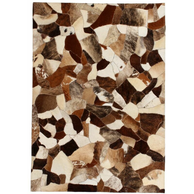 

Alfombra de retazos de cuero 120x170 cm aleatorio marron/blanco