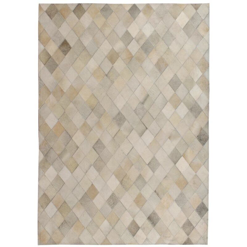 

Alfombra de retazos de cuero 120x170 cm rombos gris