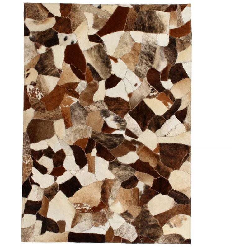 

Alfombra de retazos de cuero 160x230 cm aleatorio marron/blanco