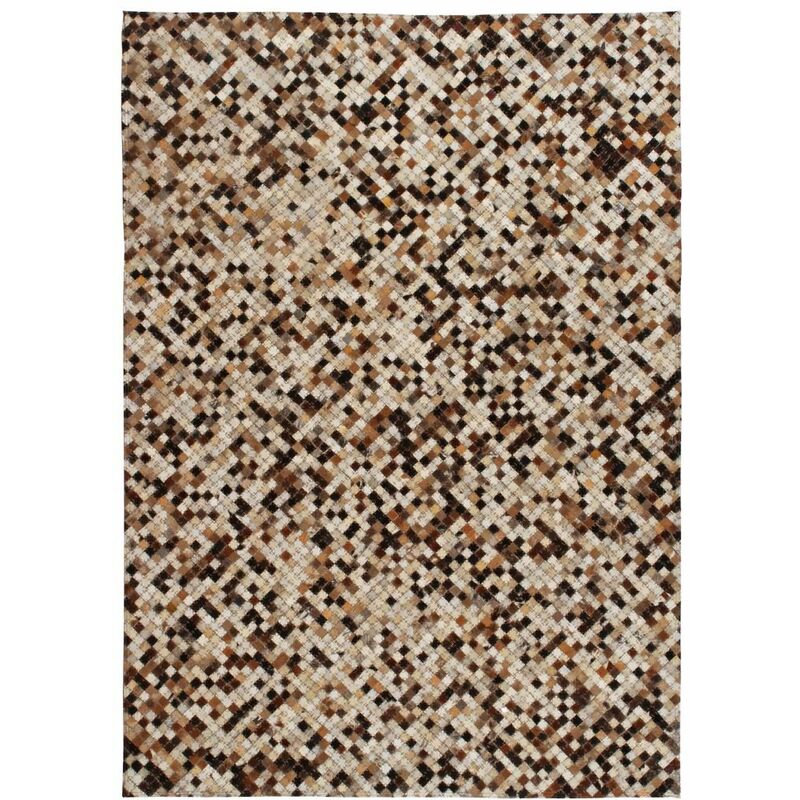 

Alfombra de retazos de cuero 160x230 cm cuadrados marron/blanco