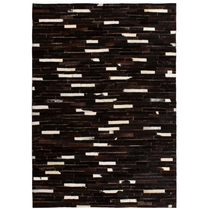 

Alfombra de retazos de cuero 160x230 cm rayas negro/blanco