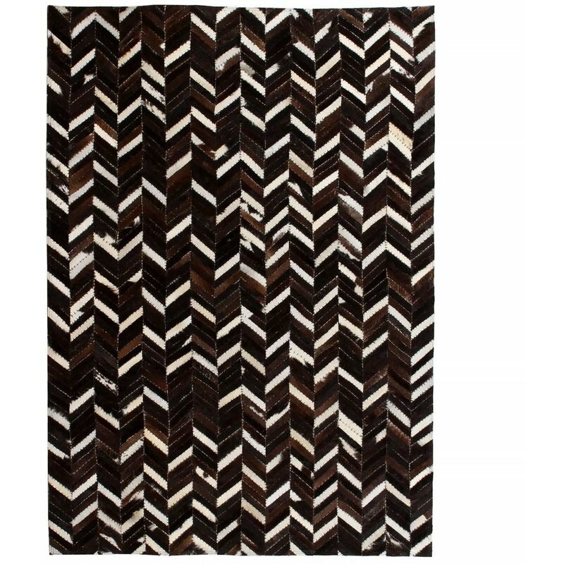 

Alfombra de retazos de cuero 80x150 cm chevron negro/blanco