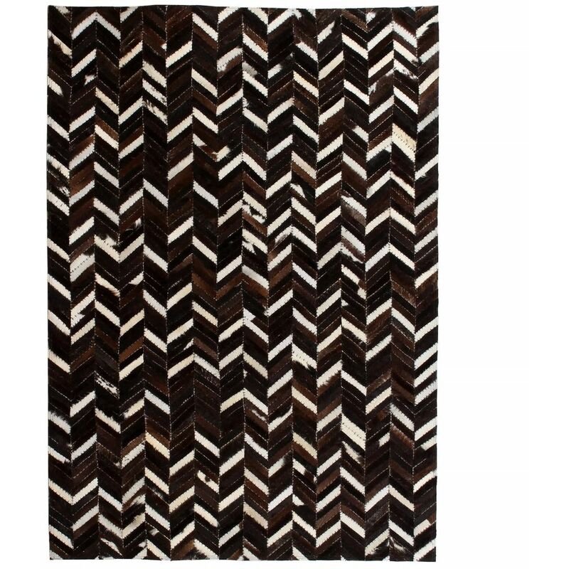

Alfombra de retazos de cuero 80x150 cm chevrón negro/blanco