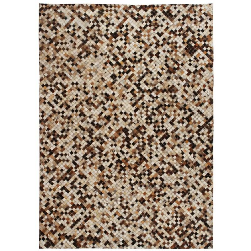 

Alfombra de retazos de cuero 80x150 cm cuadrados marron/blanco