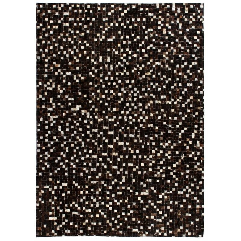 

Alfombra de retazos de cuero 80x150 cm cuadrados negro/blanco