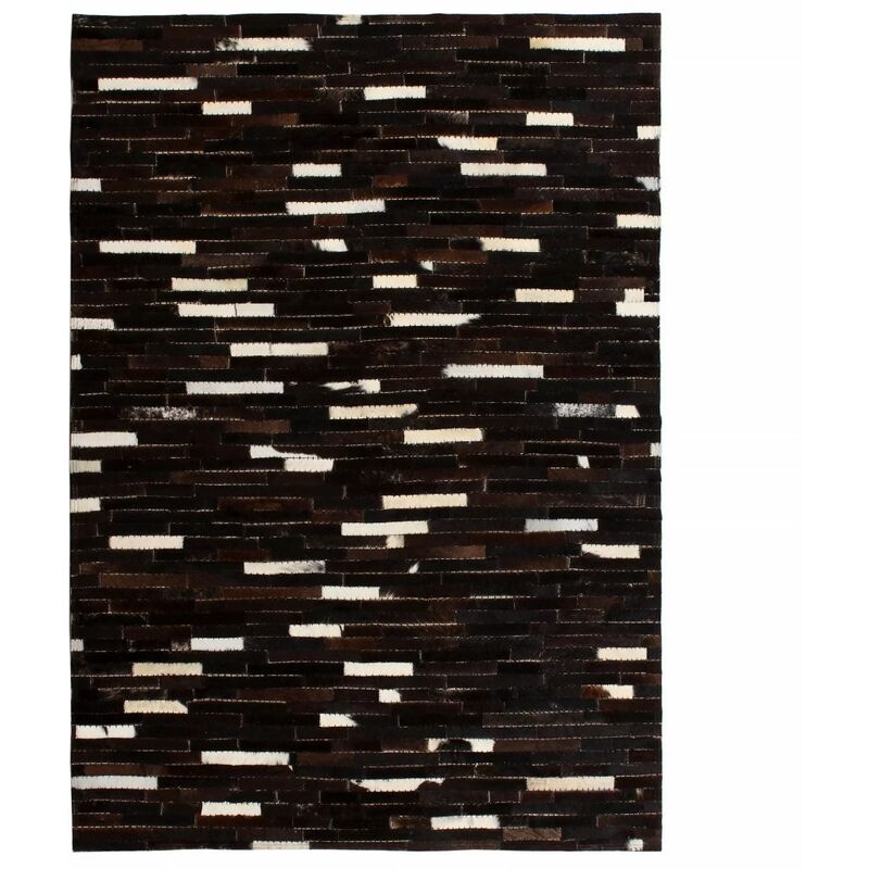 

Alfombra de retazos de cuero 80x150 cm rayas negro/blanco