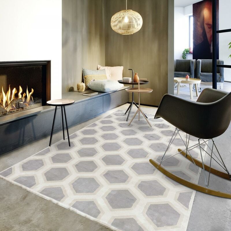 

Alfombra de Matax moderna en gris viscosa - Gris