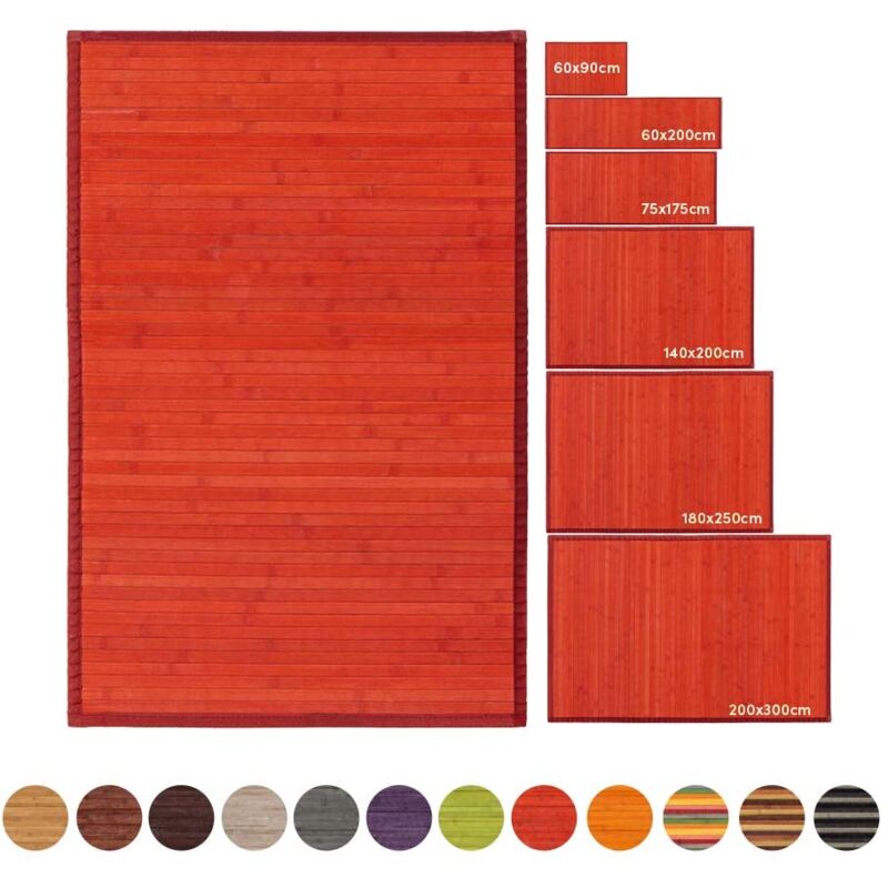 

Alfombra de salón de bambú roja de 200x140 cm