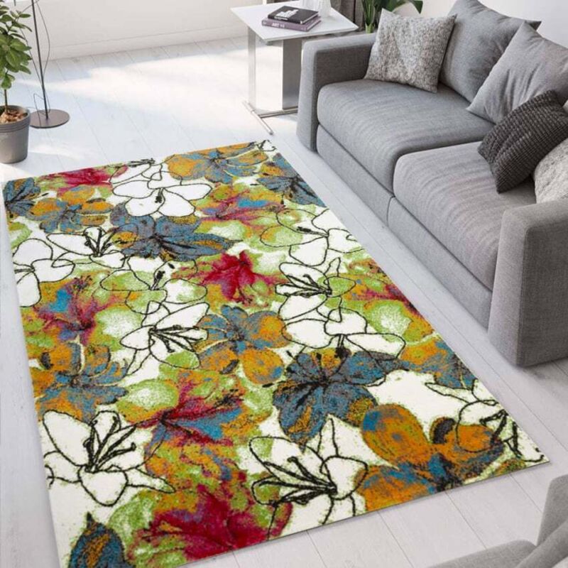 

Alfombra para salón de diseño moderno floral multicolor Milano MUL008 | 160 x 230