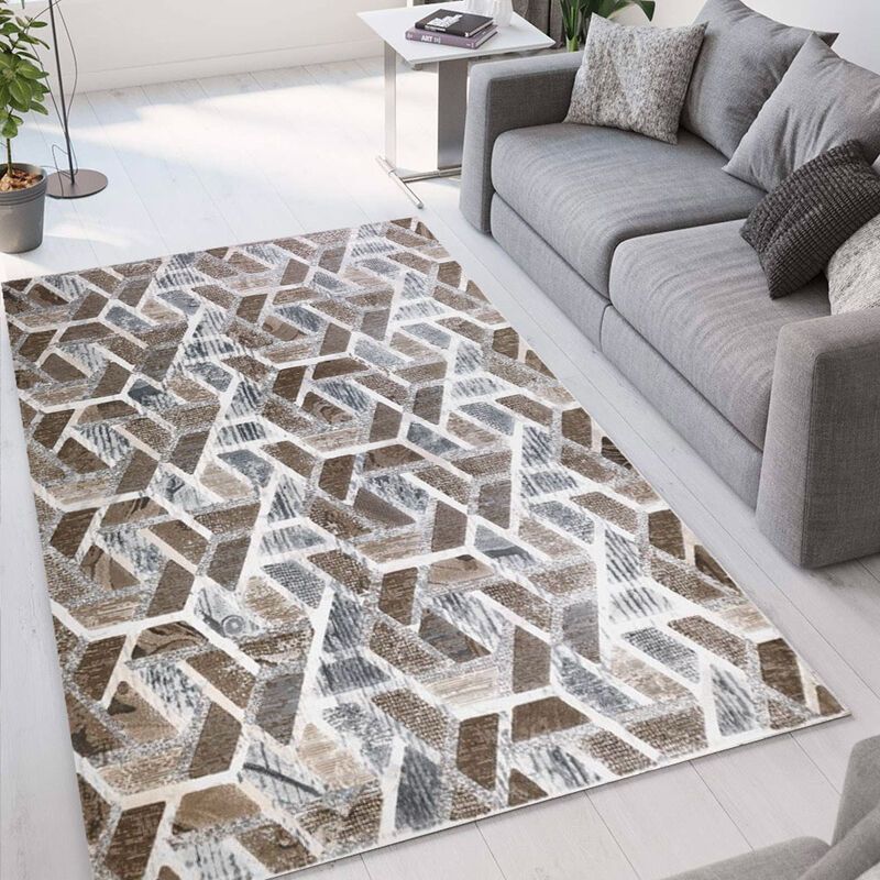 

Alfombra de salón de diseño moderno geométrico de terciopelo MAR003 | Talla: 110 x 170