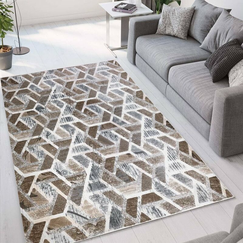 

WMD - Alfombra de salón de diseño moderno geométrico de terciopelo MAR003 | Talla: 160 x 230