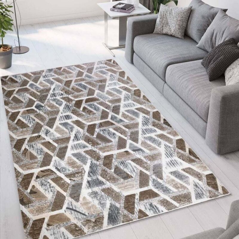 

WMD - Alfombra de salón de diseño moderno geométrico de terciopelo MAR003 | Talla: 200 x 300