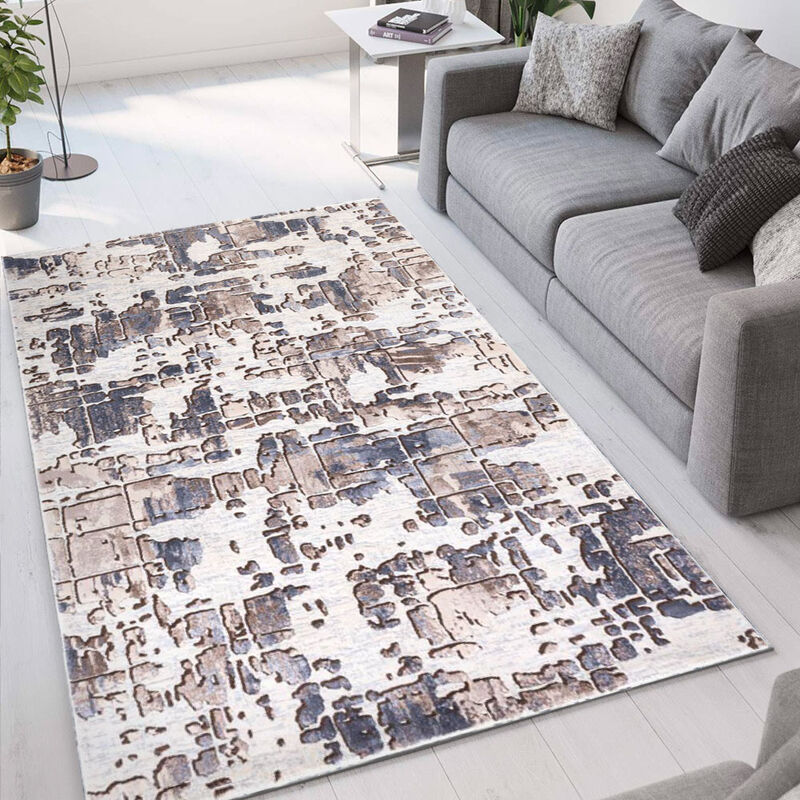 

Alfombra de salón de diseño moderno terciopelo marrón Double MAR005 | Talla: 133 x 190