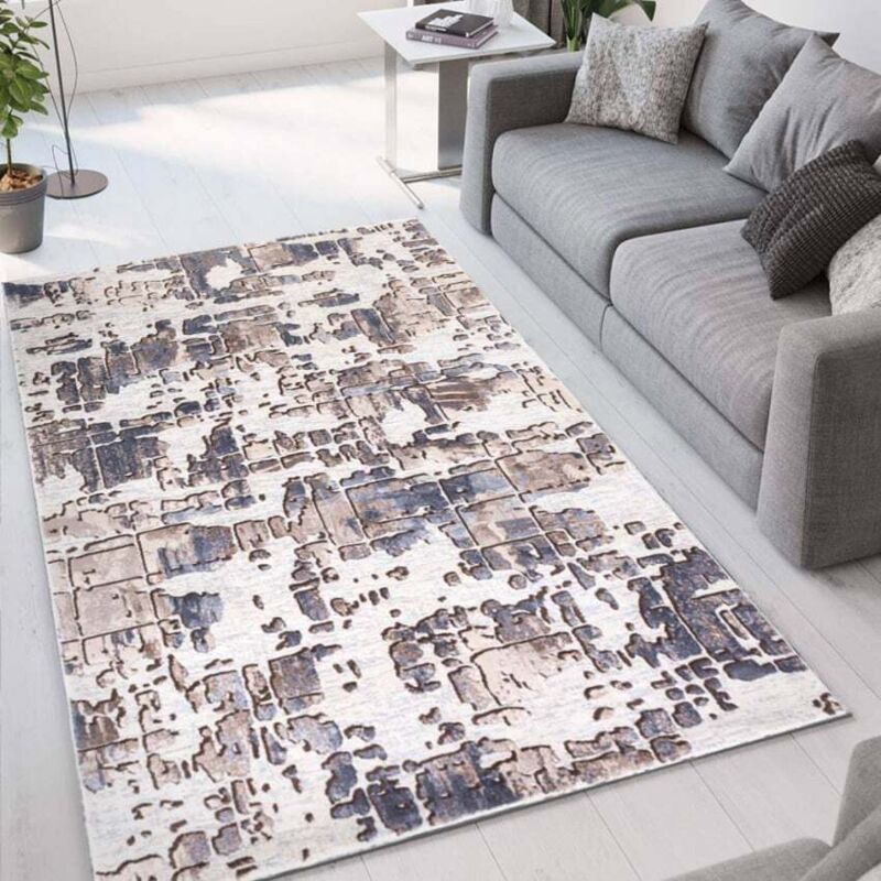 

Alfombra de salón de diseño moderno terciopelo marrón Double MAR005 | Talla: 60 x 110