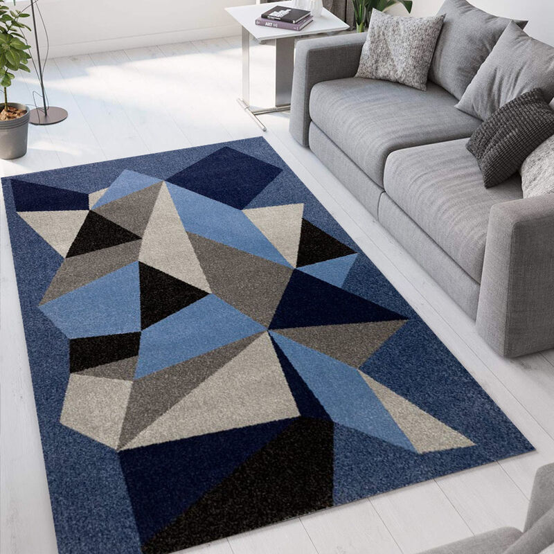 

Alfombra para salón diseño geométrico moderno gris azul Milano BLU016 | Talla: 80 x 150