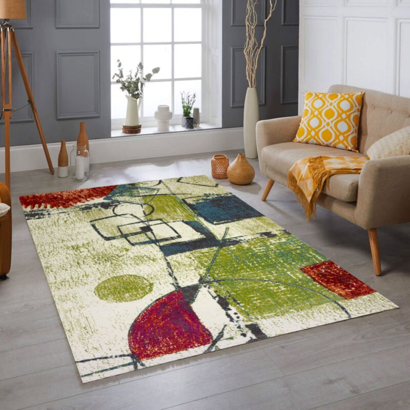 

Alfombra para salón de diseño geométrico moderno multicolor Milano MUL014 | Talla: 160 x 230