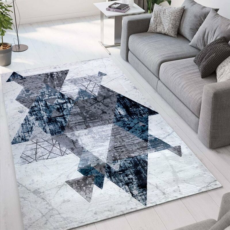 

Alfombra de salón diseño moderno gris y azul de terciopelo CEL007 | Talla: 60 x 110