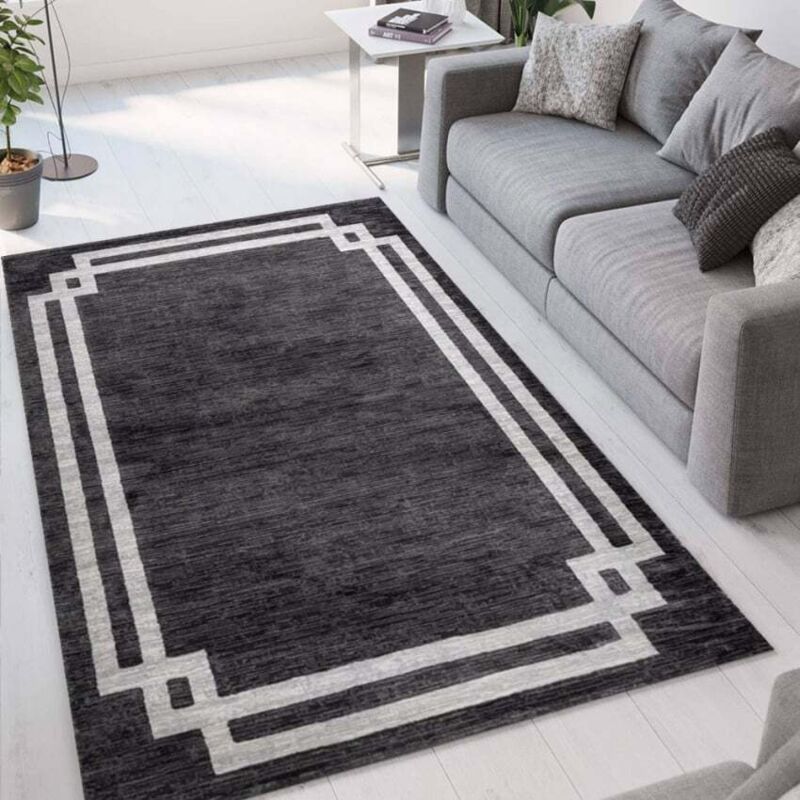 

Alfombra de salón gris de terciopelo diseño moderno Double GRI004 | Talla: 110 x 170