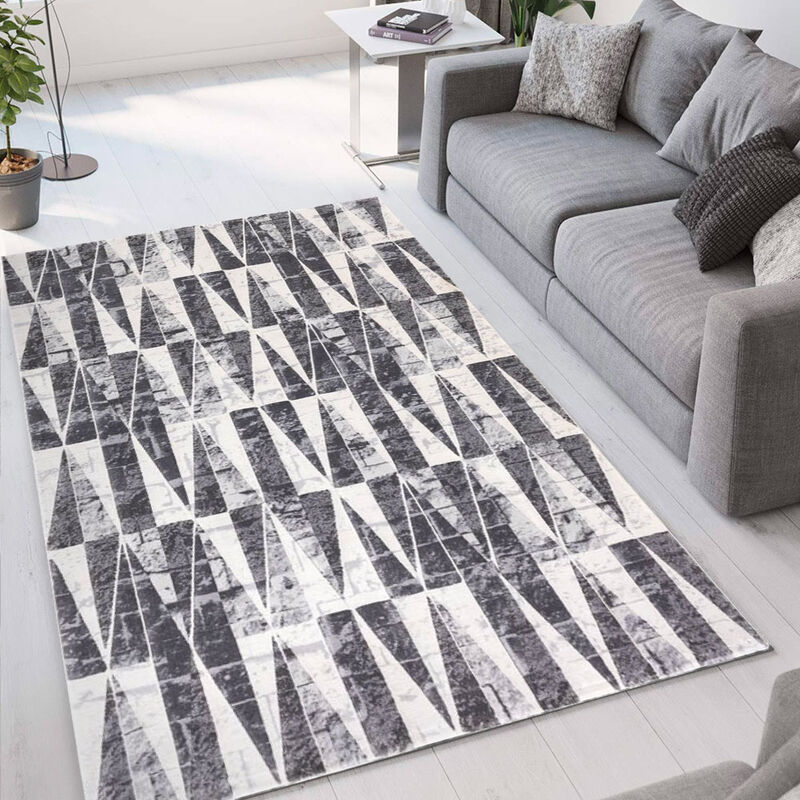 

Alfombra de salón gris de terciopelo diseño moderno Double GRI005 | Talla: 133 x 190