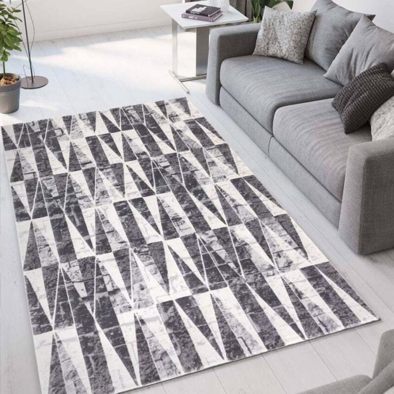 

Alfombra de salón gris de terciopelo diseño moderno Double GRI005 | Talla: 60 x 110