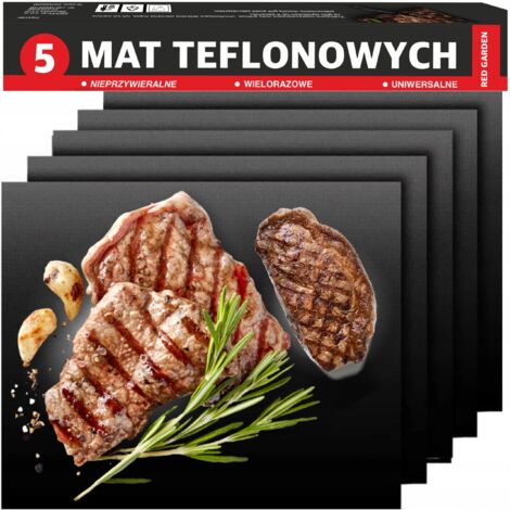 ALFOMBRA DE TEFLÓN PARA BANDEJA DE PARRILLA PARA HORNEAR Y FREÍR, APTA PARA HORNO, 5 PIEZAS
