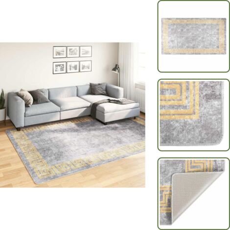 Alfombra de terciopelo - vidaXL Alfombra lavable gris 190x300 cm - Alfombra para casa