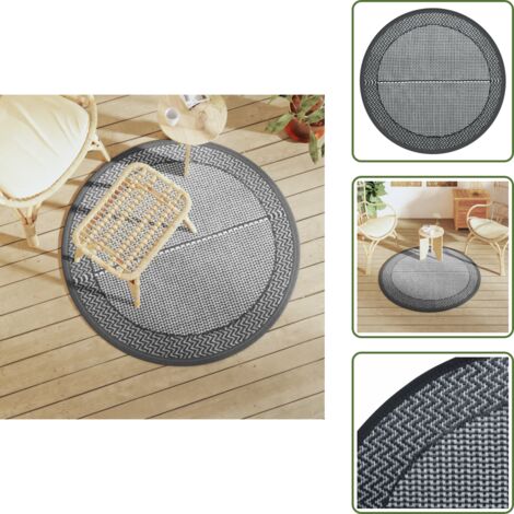 Alfombra de terraza - vidaXL Alfombra de exterior ARAKIL gris Ø120 cm PP - Alfombra de balcón