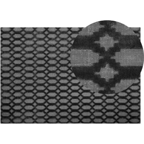 Alfombra de viscosa gris 140 x 200 cm patrón geométrico tejido a mano Cizre