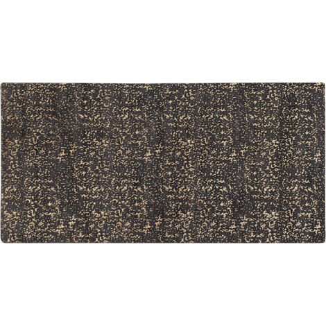 Alfombra de viscosa gris y dorado 80 x 150 cm para salón Esel