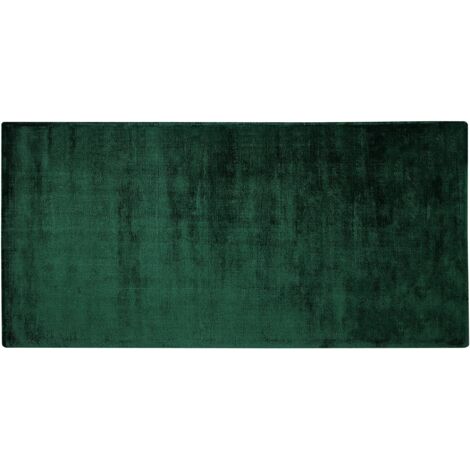 Alfombra de viscosa verde oscuro 80 x 150 cm pelo corto sala de estar Gesi II