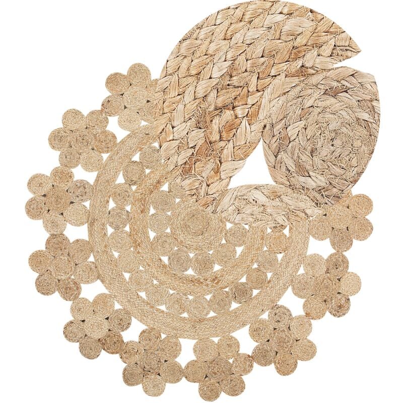 

Alfombra de yute redonda beige ø120 cm BIRECIK