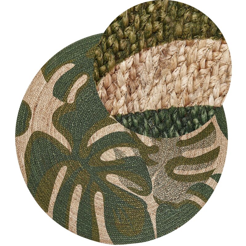 

Alfombra de yute beige/verde ⌀ 140 cm BAYAT