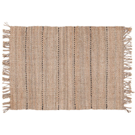 Alfombra de yute tejida a mano 60 × 120 cm CASTAVI - Chapado fresno